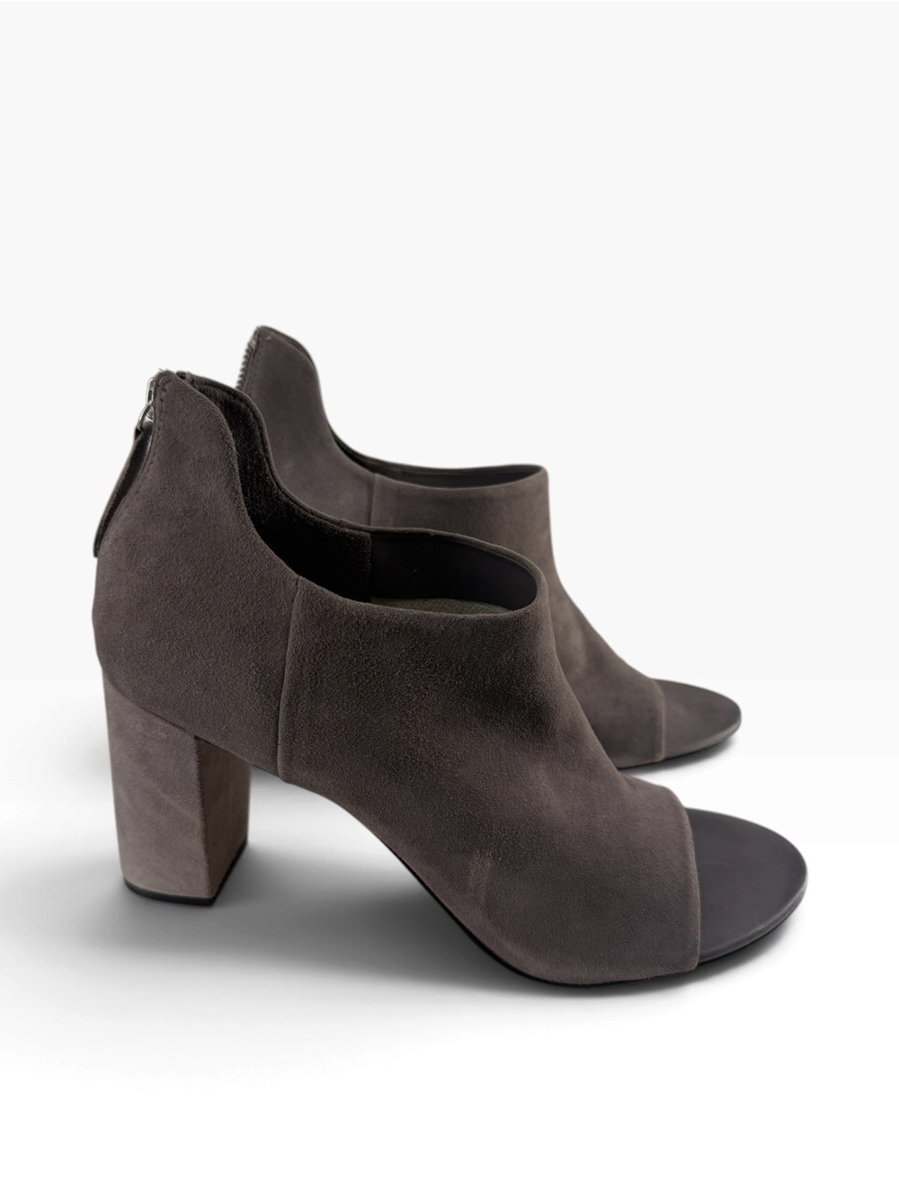 Bernardo Heather Smoke Gray Suede Open Toe Boots Women's Size 10 M